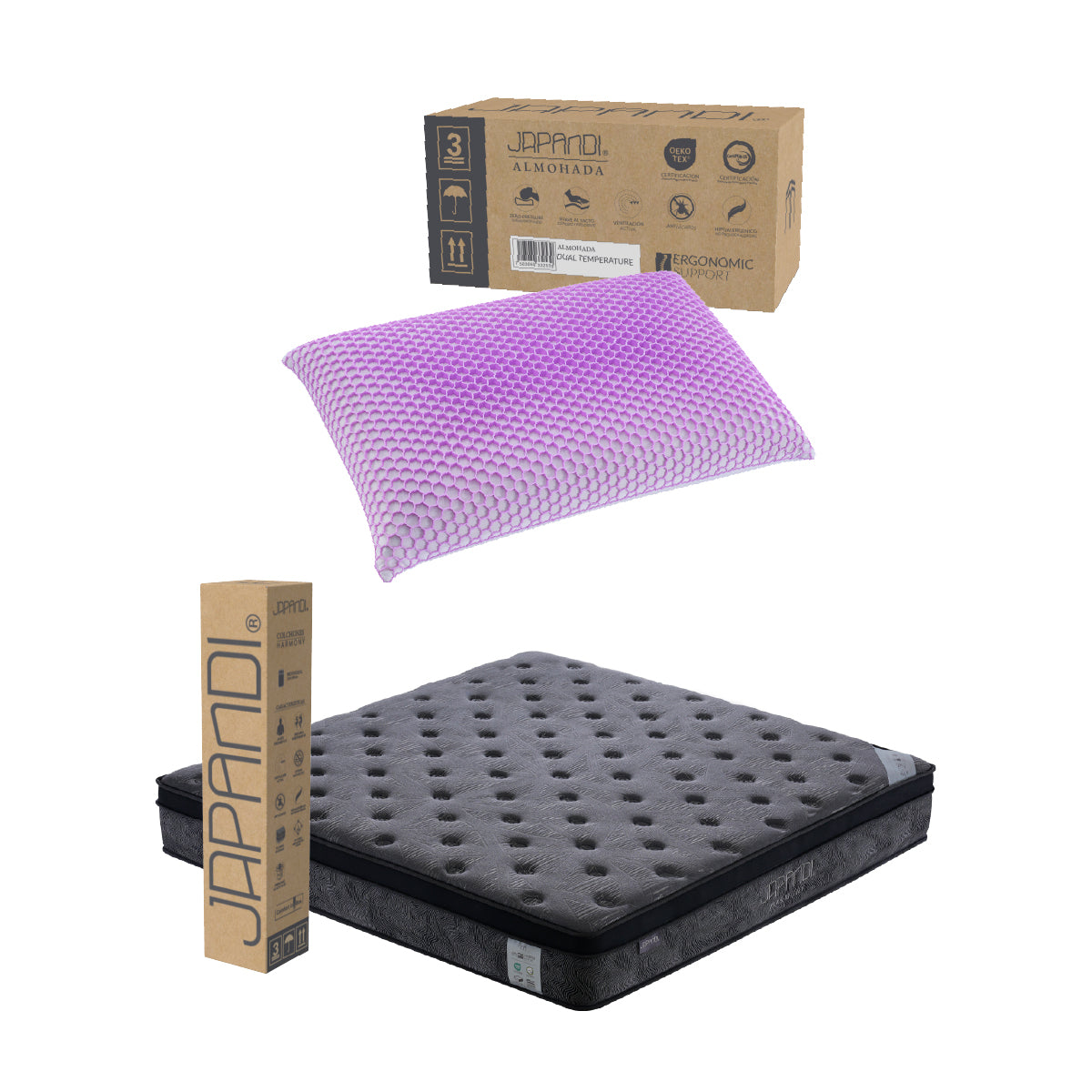 Set Colchón King Size Japandi Harmony + Almohada Memory Foam Ergonómica 74 x 48 cm (Copia)