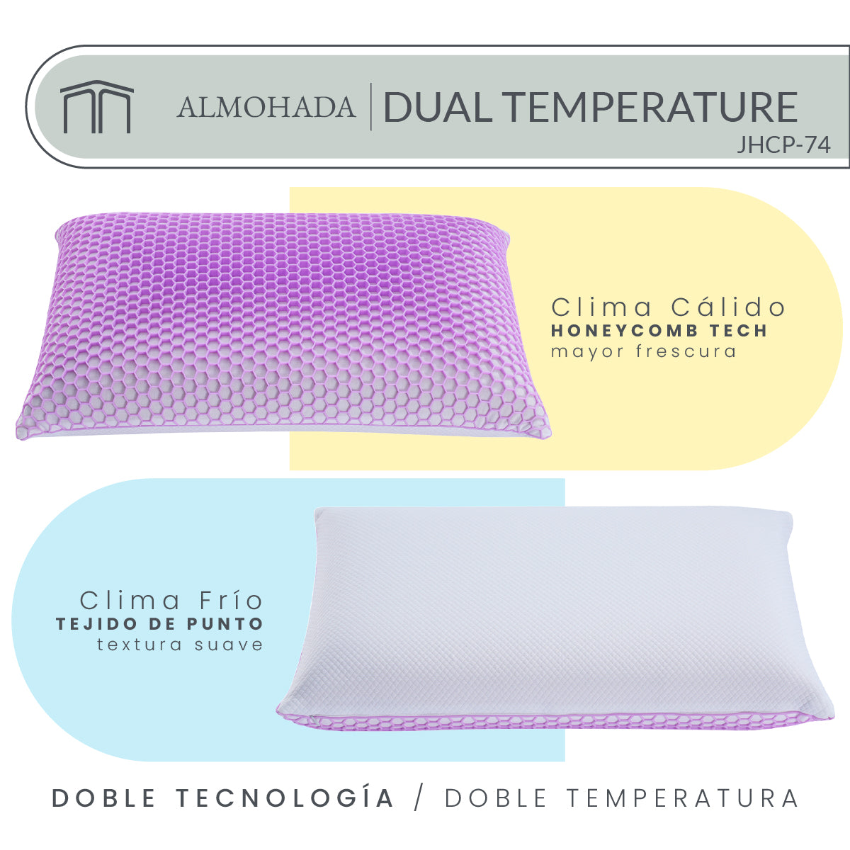 Set Colchón Queen Size Japandi Supreme + Almohada Memory Foam Ergonómica Dual 74 x 48 cm