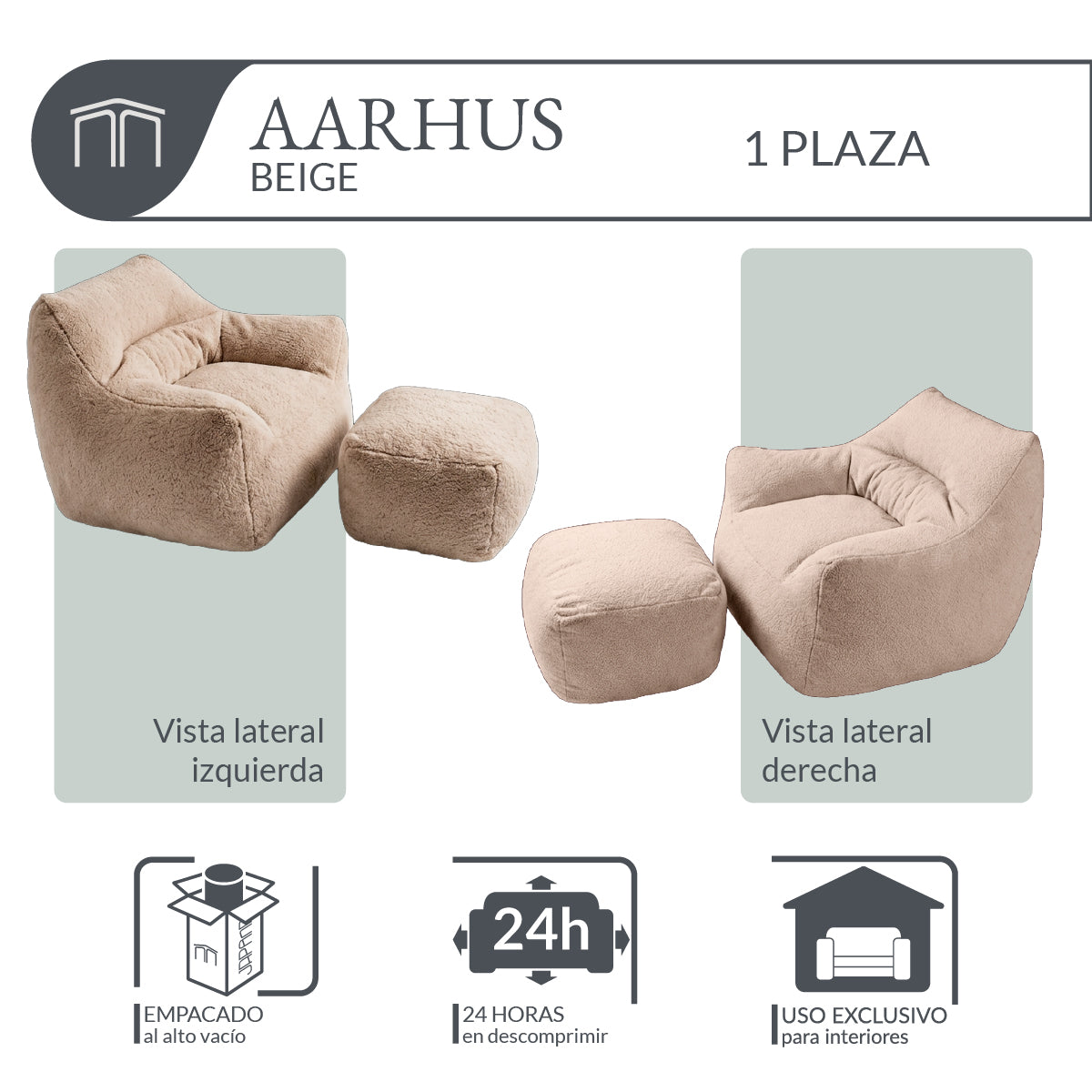 Sillón AARHUS Beige 1 plaza