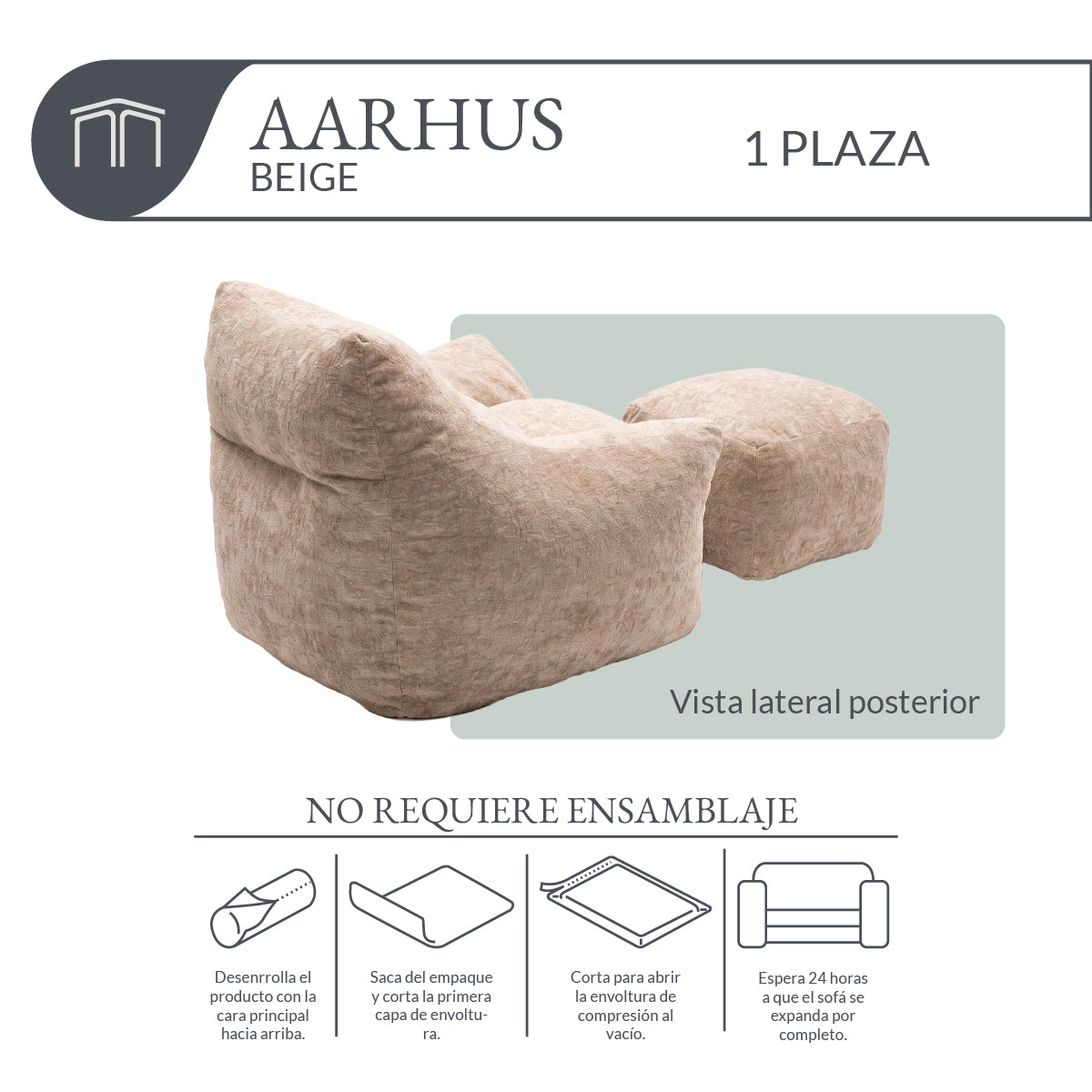 Sillón AARHUS Beige 1 plaza