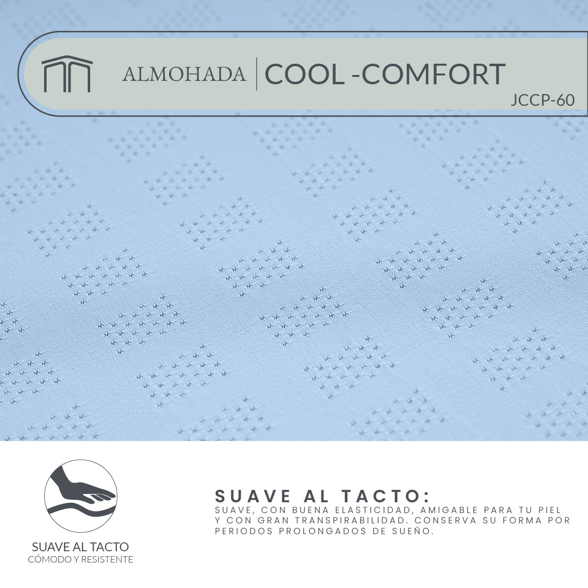 Almohada Memory Foam Cool-Comfort JCCP-60 Ergonómica con Soporte Cervical y Tecnología Cool-C 60x40 cm