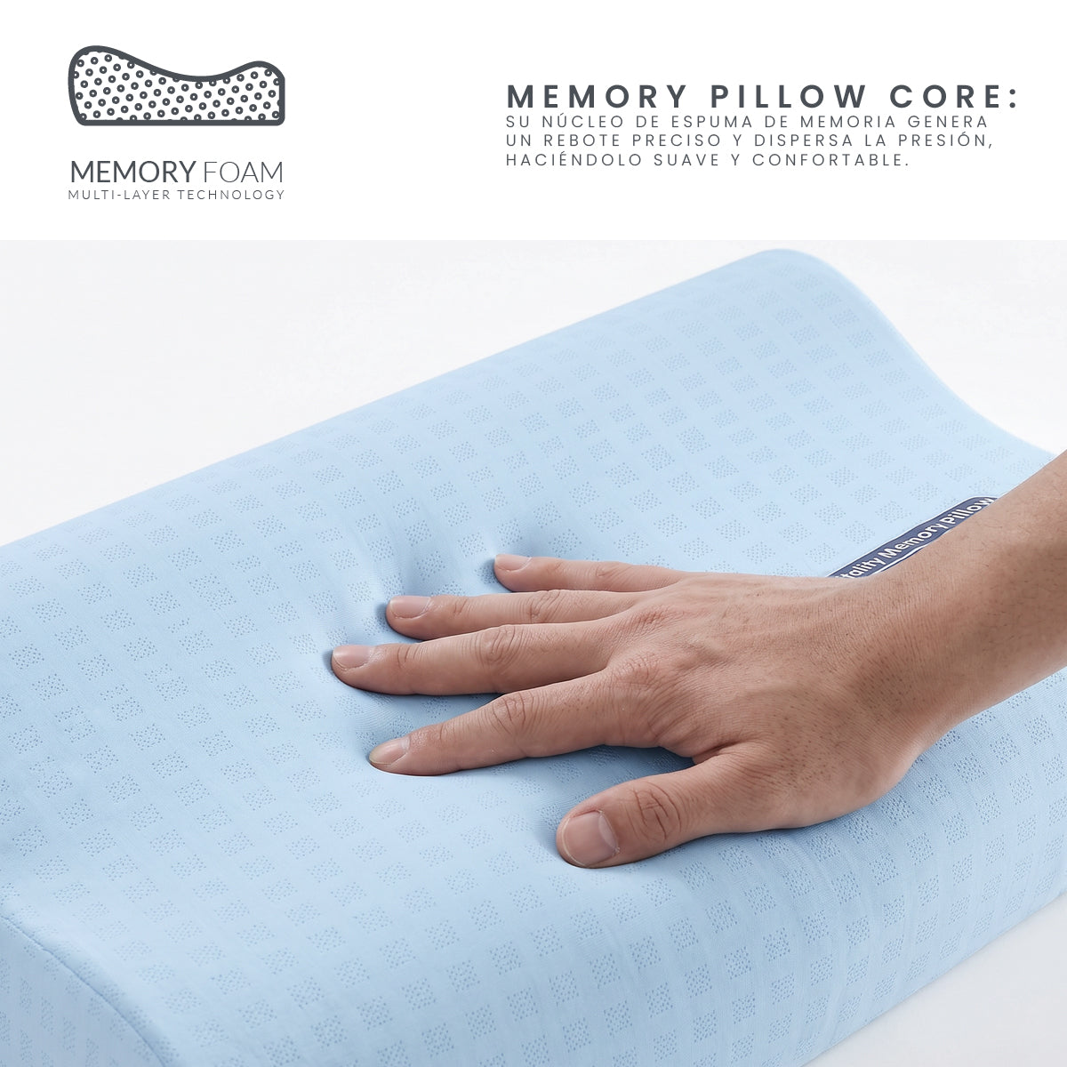 Almohada Memory Foam Cool-Comfort JCCP-60 Ergonómica con Soporte Cervical y Tecnología Cool-C 60x40 cm