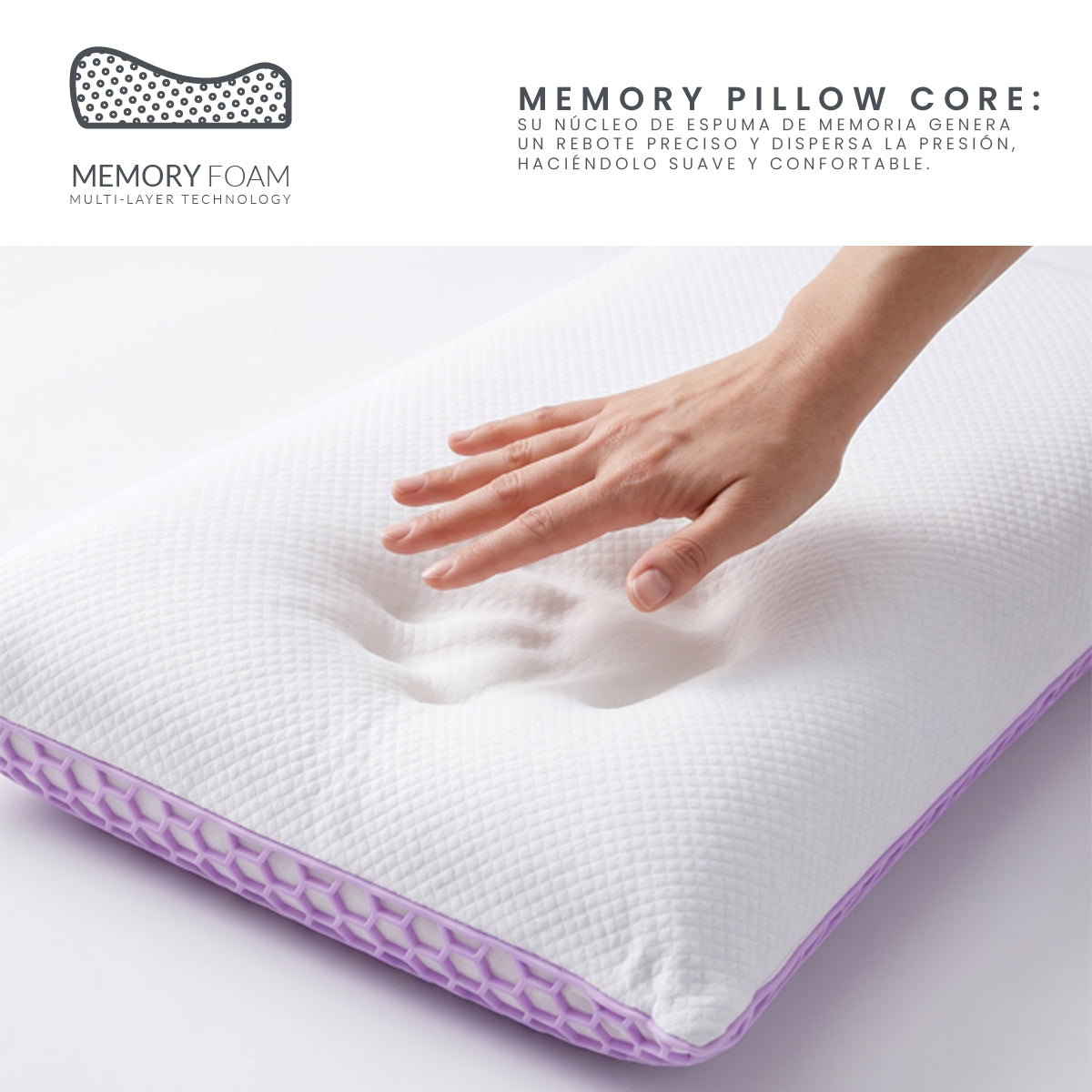 Almohada Memory Foam Dual Temperature JHCP-74 Ergonómica con Tecnología Honeycomb Tech y Soporte Cervical 74x48 cm