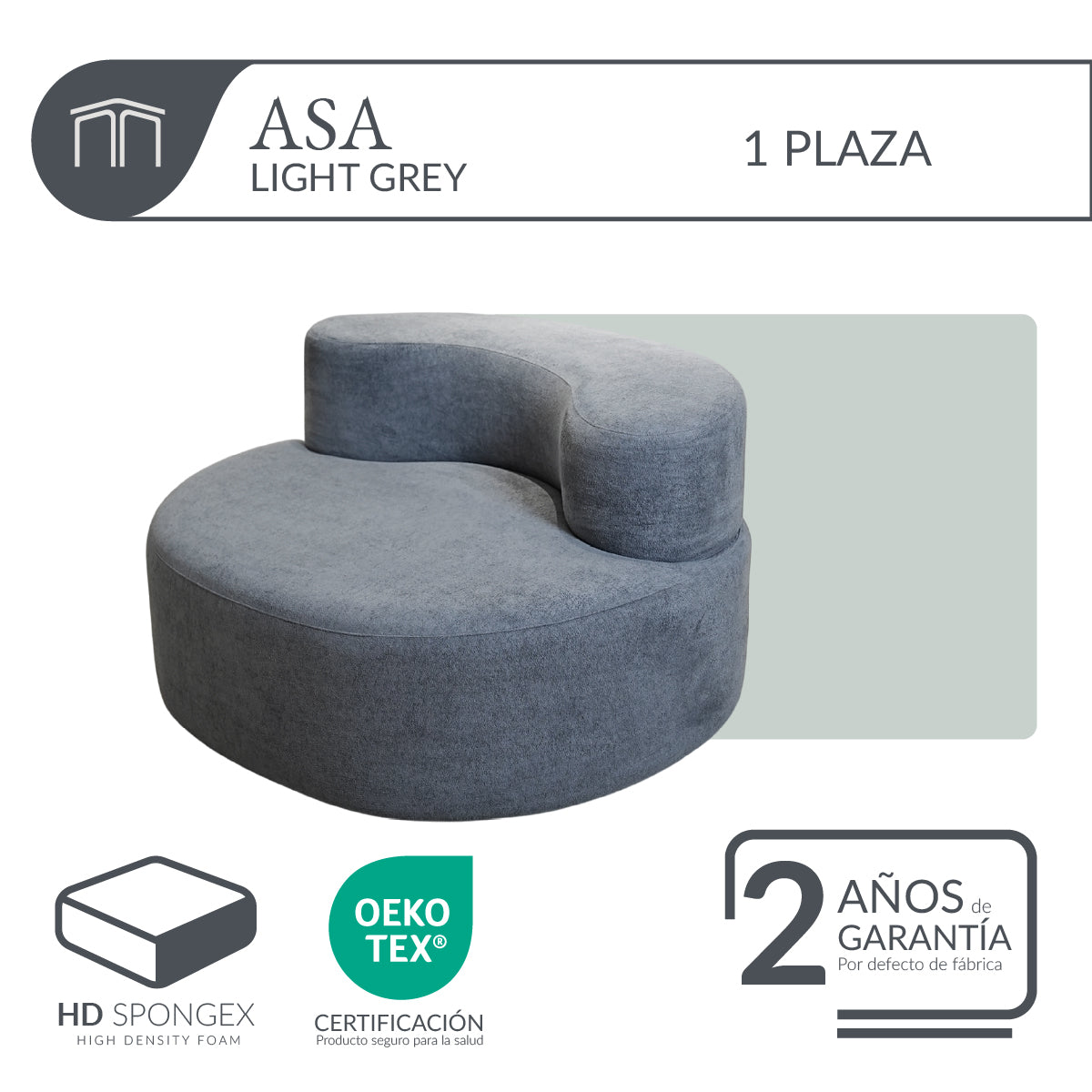 Sillón ASA Light Grey 1 plaza