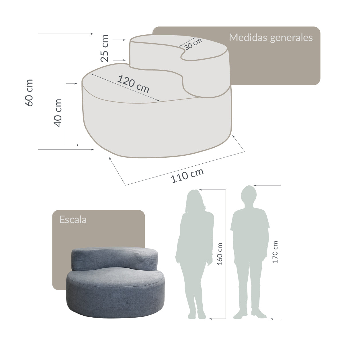 Sillón ASA Light Grey 1 plaza
