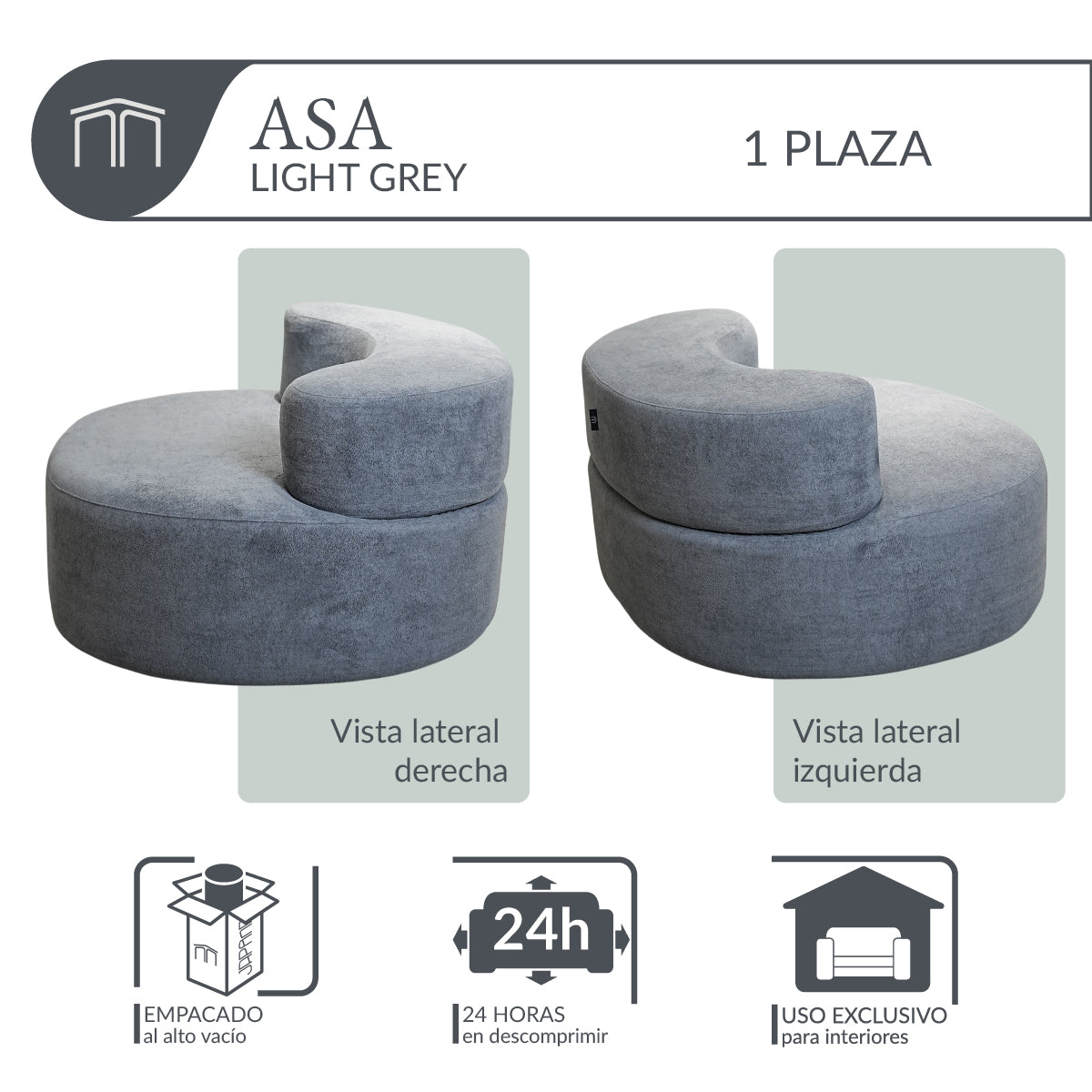 Sillón ASA Light Grey 1 plaza