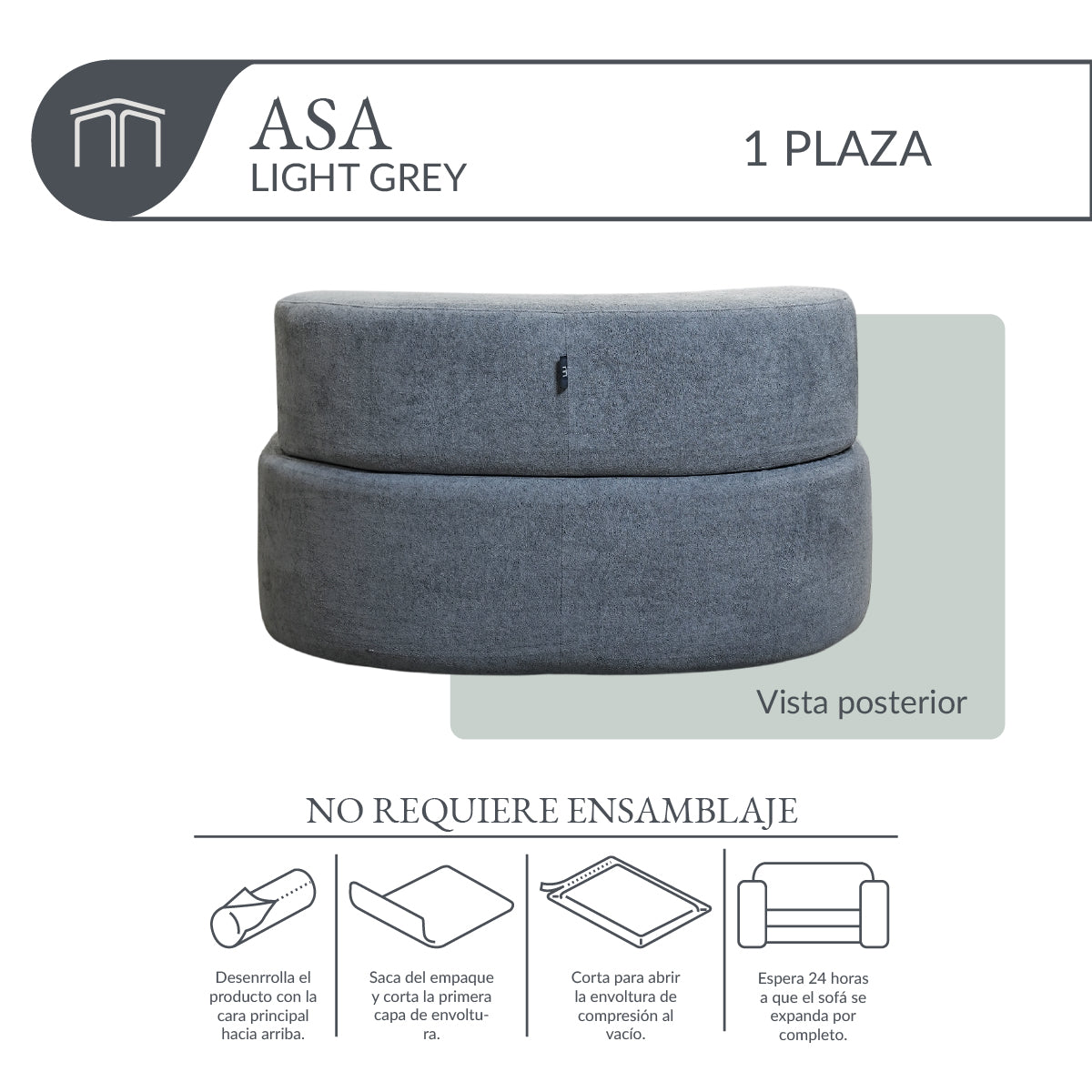 Sillón ASA Light Grey 1 plaza