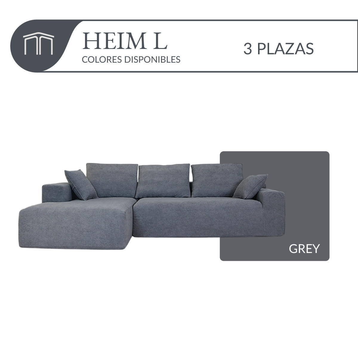 Sofá HEIM L Grey 3 plazas
