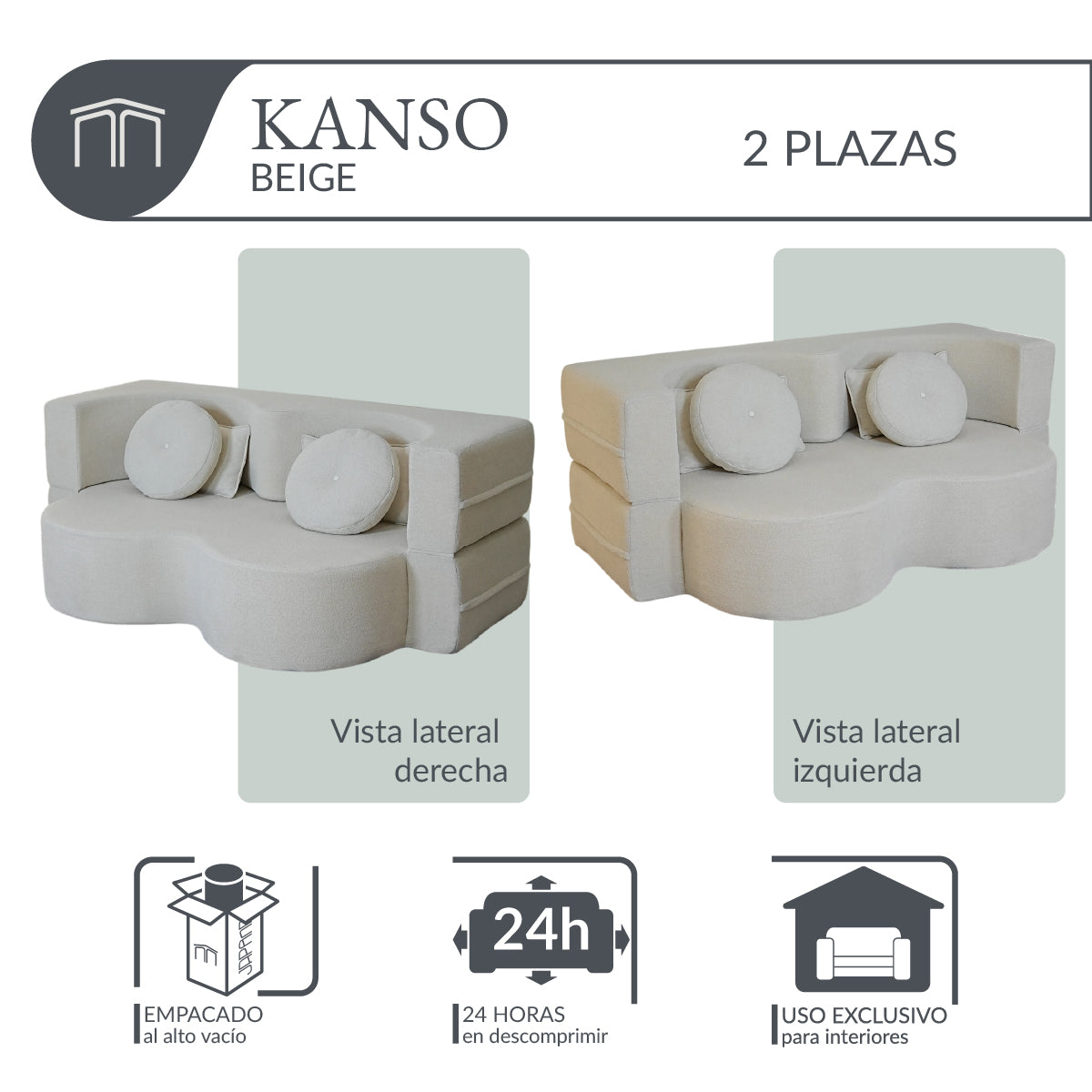 Sofá KANSO Beige 2 plazas