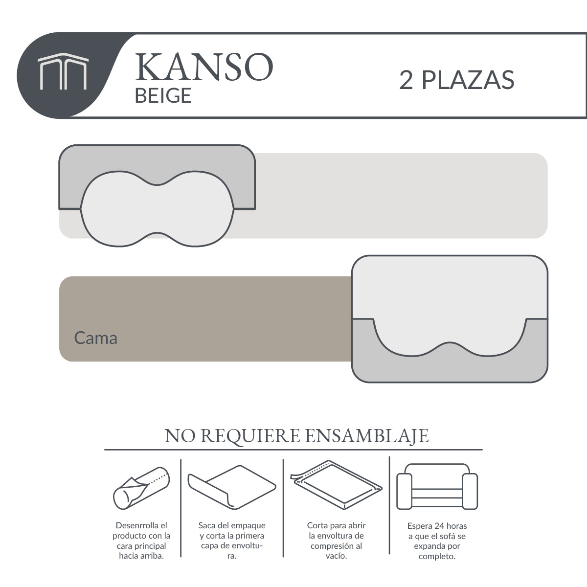 Sofá KANSO Beige 2 plazas