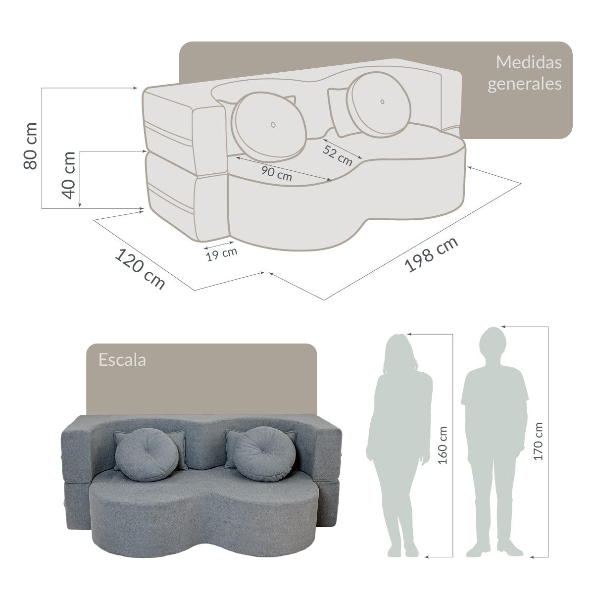 Sofá KANSO Light Grey 2 plazas