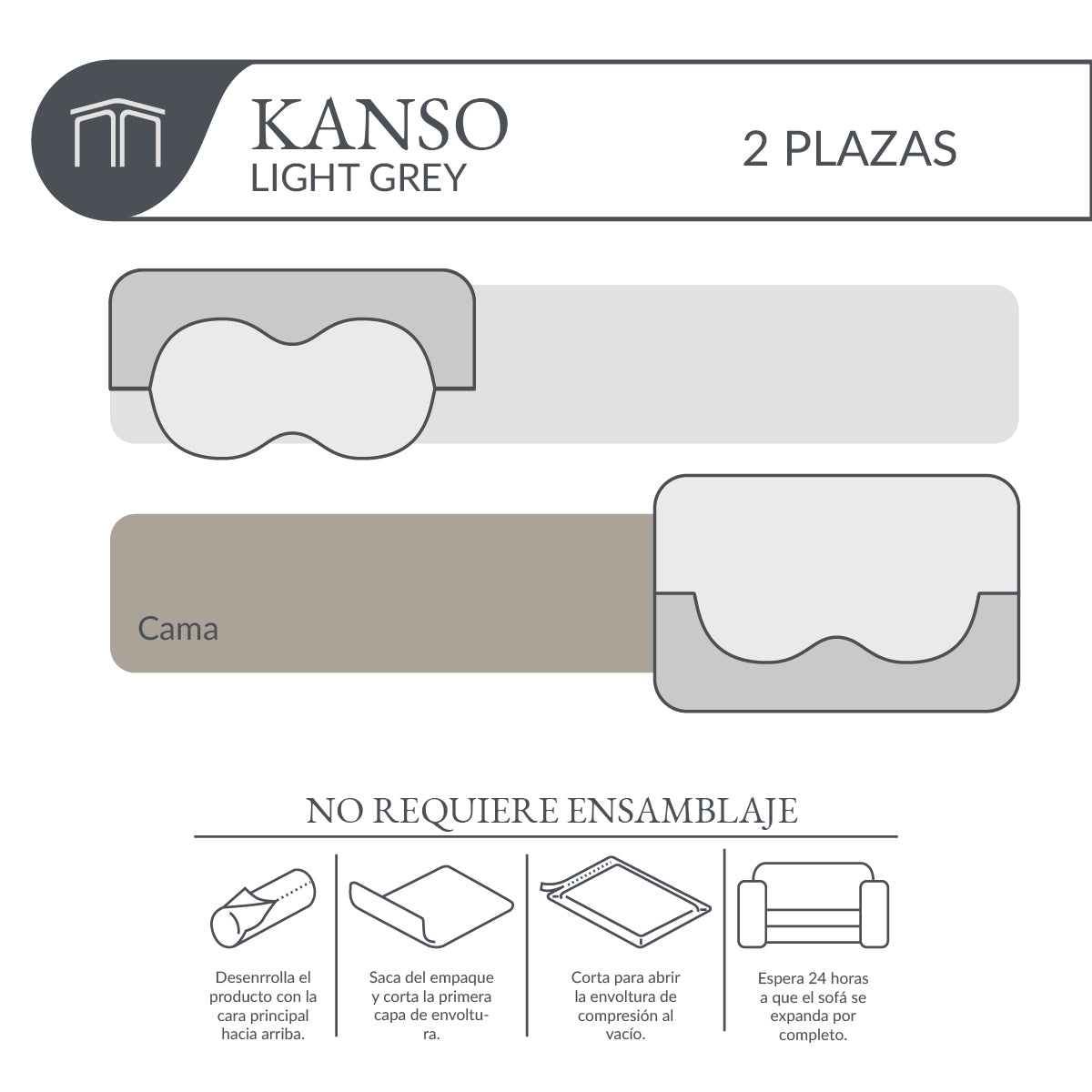 Sofá KANSO Light Grey 2 plazas