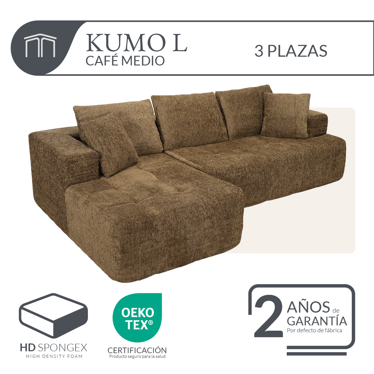 Sofá Kumo Izquierdo de 3 Plazas