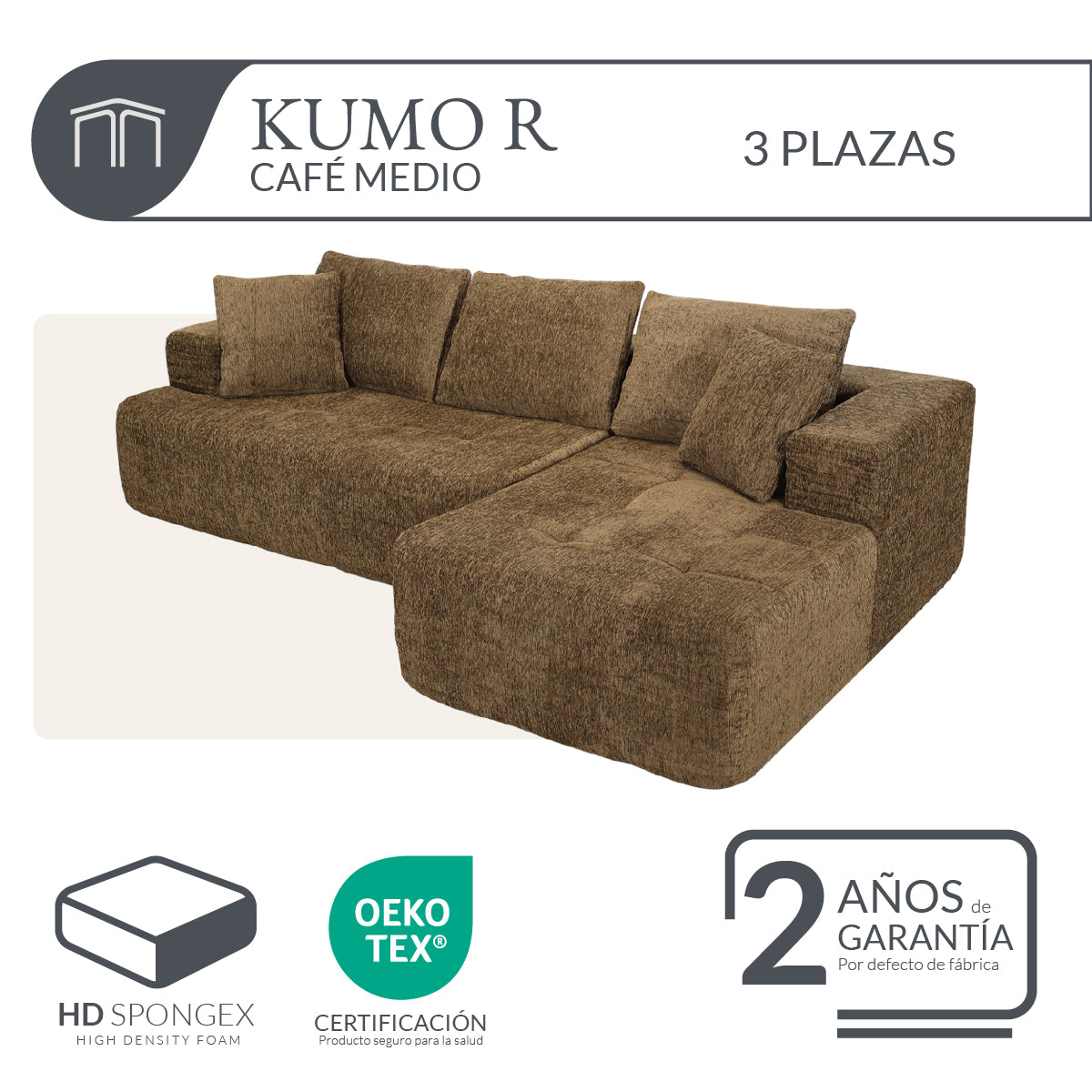 Sofá Kumo Derecho de 3 Plazas