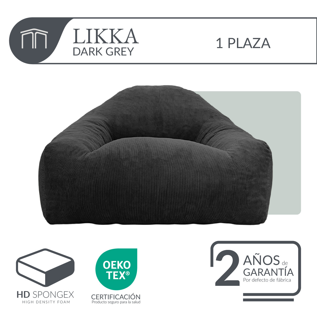 Sillón LIKKA Dark Grey 1 plaza