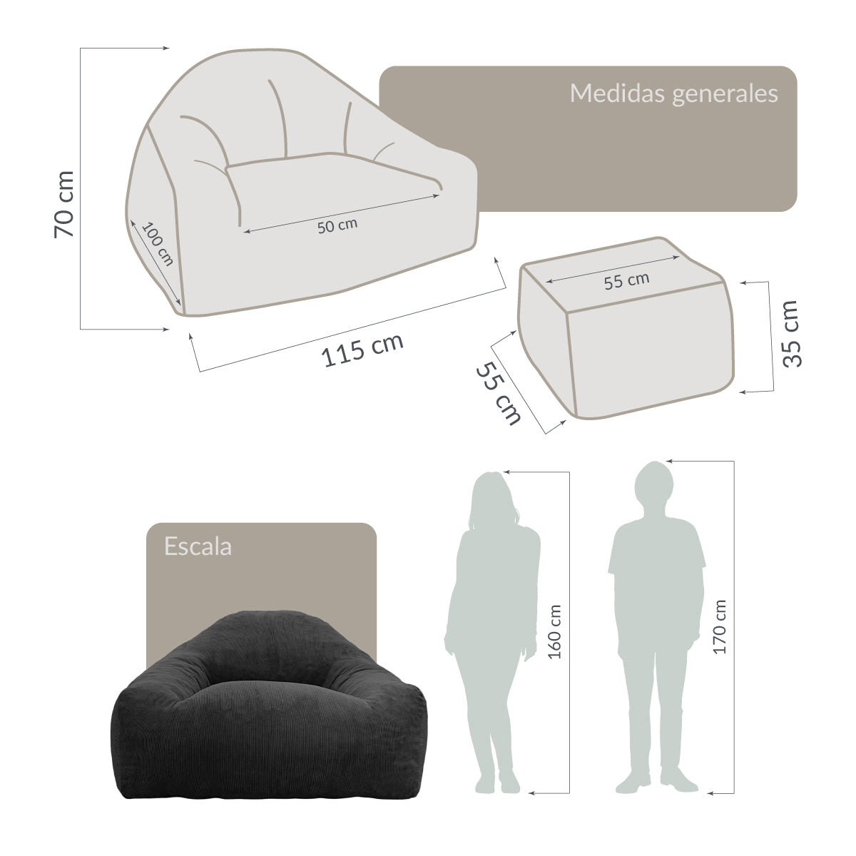 Sillón LIKKA Dark Grey 1 plaza