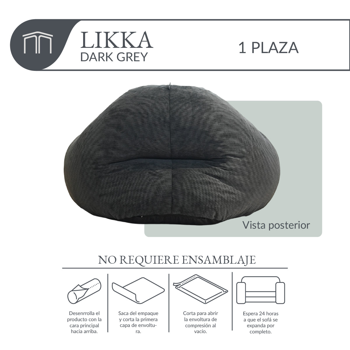 Sillón LIKKA Dark Grey 1 plaza