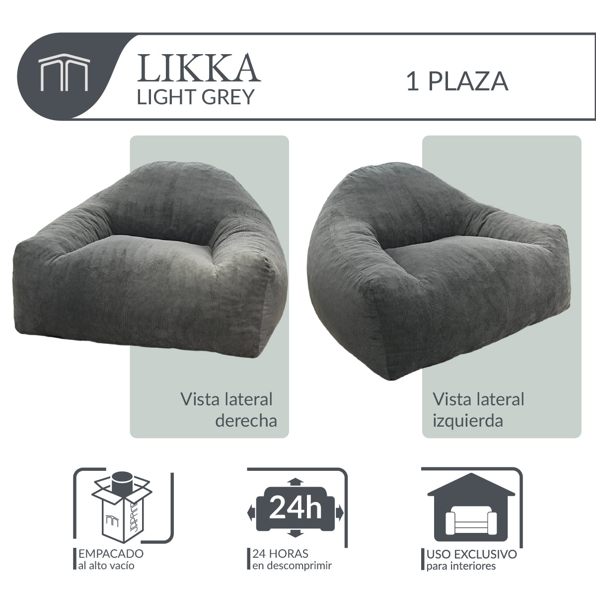 Sillón LIKKA Light Grey 1 plaza