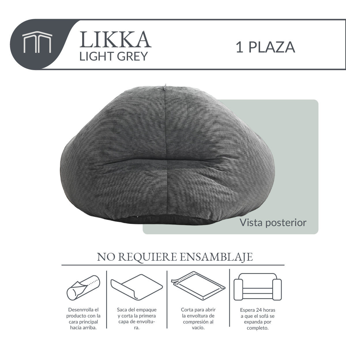Sillón LIKKA Light Grey 1 plaza