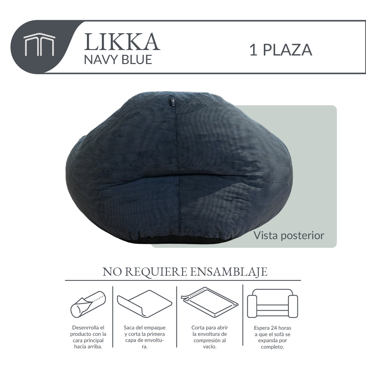 Sillón LIKKA Navy Blue 1 plaza