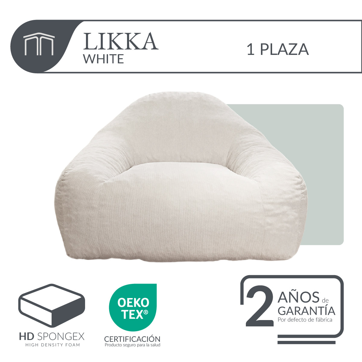 Sillón LIKKA White Cream 1 plaza