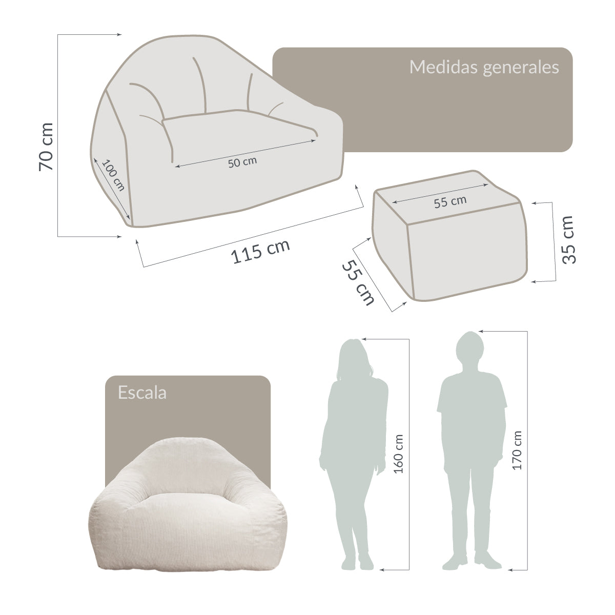 Sillón LIKKA White Cream 1 plaza