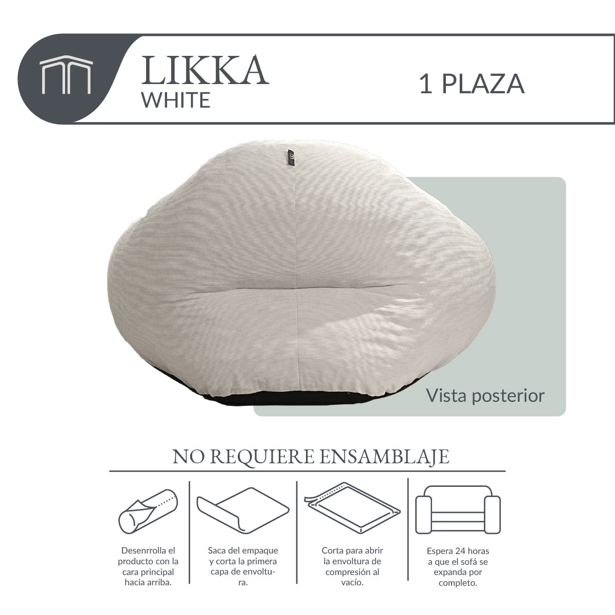 Sillón LIKKA White Cream 1 plaza
