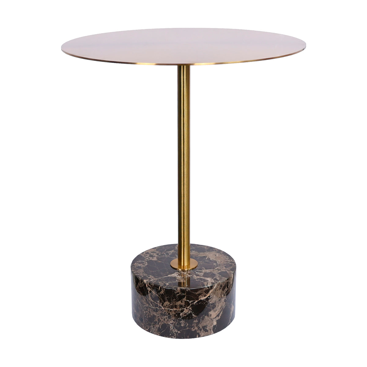 Mesa Lateral Mármol Natural Y Acero Cepillado Marrón 40x50 Japandi