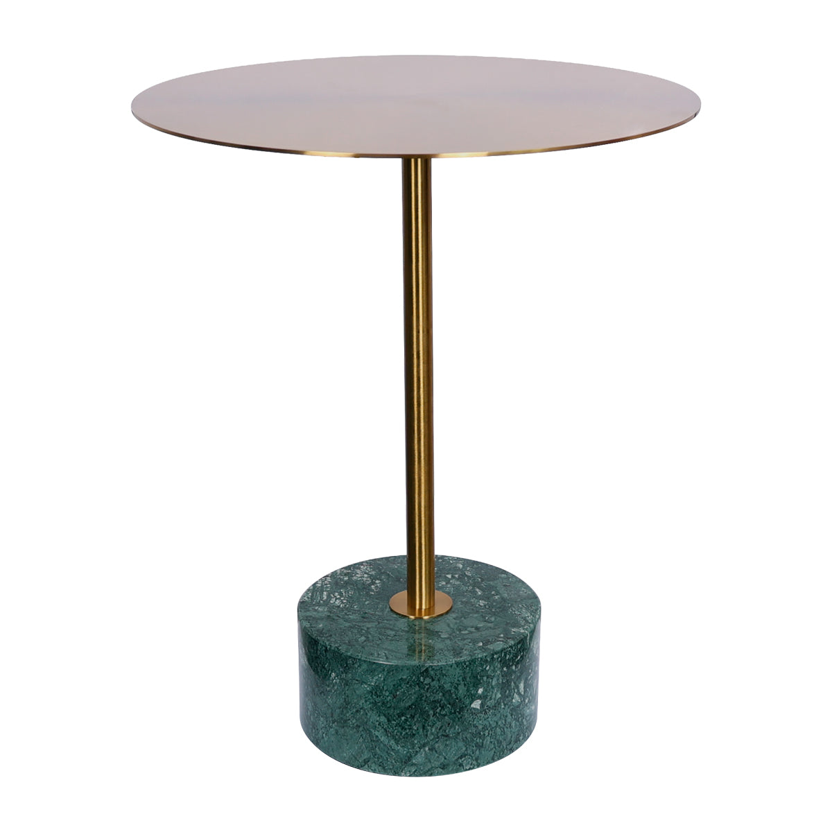 Mesa Lateral Mármol Natural Y Acero Cepillado Verde 40x50 Japandi