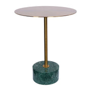 Mesa Lateral Mármol Natural Y Acero Cepillado Verde 40x50 Japandi