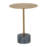 Mesa Lateral Mármol Natural Y Acero Cepillado Gris 40x50 Japandi