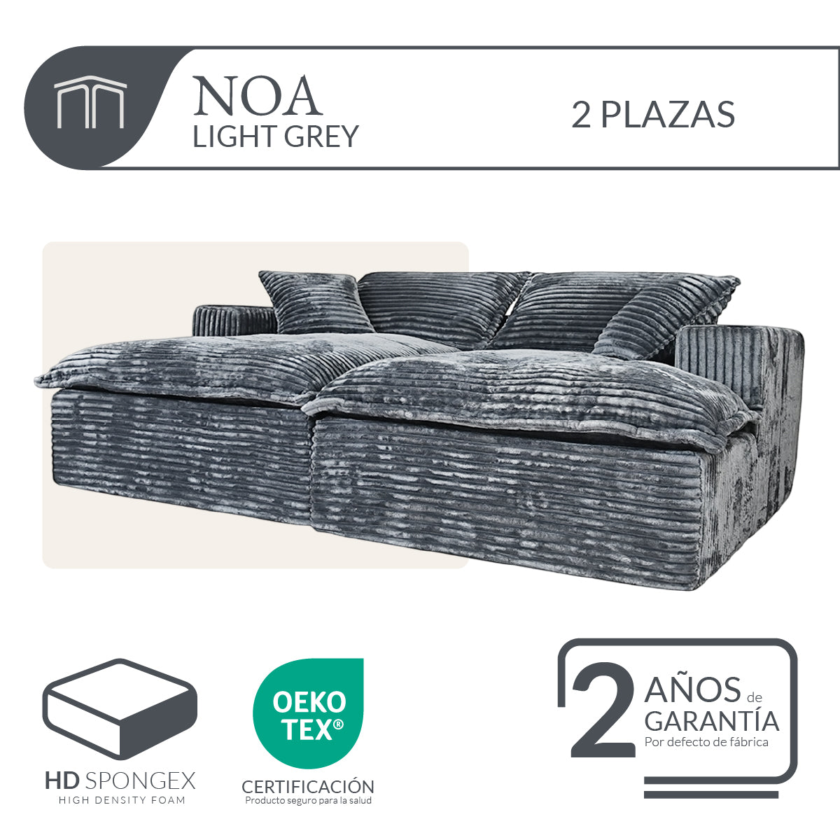 Sofá NOA Light Grey 2 plazas