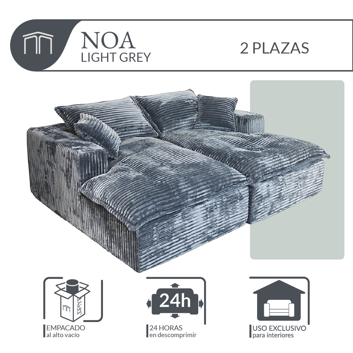 Sofá NOA Light Grey 2 plazas
