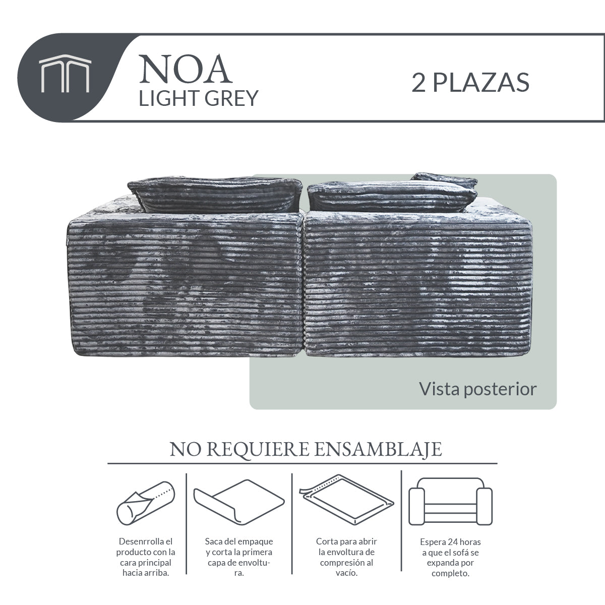 Sofá NOA Light Grey 2 plazas