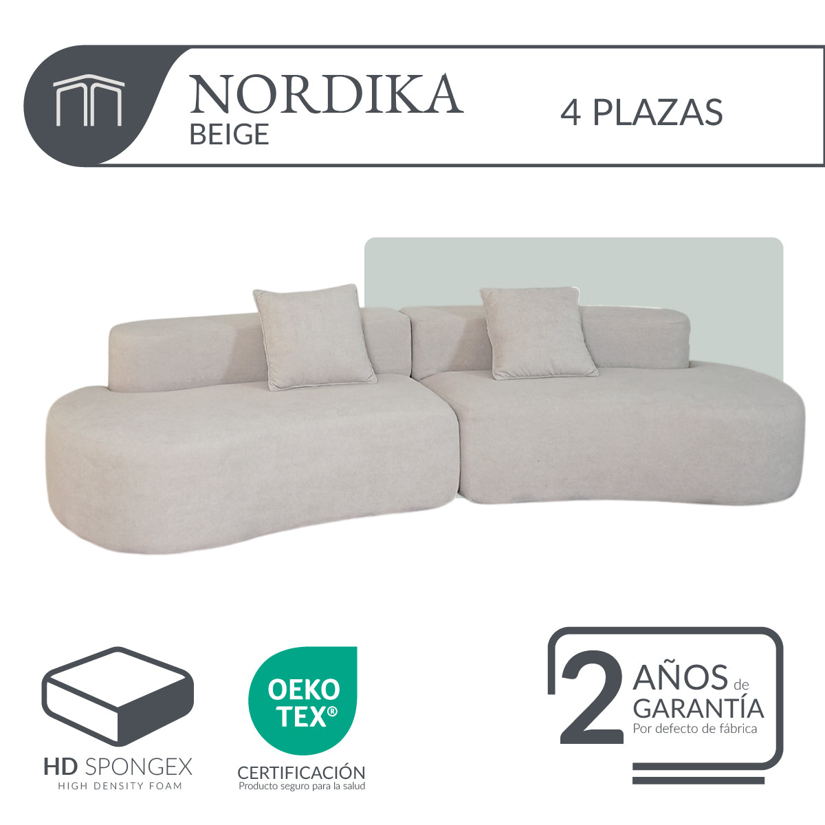 Sofá NORDIKA Beige 4 plazas