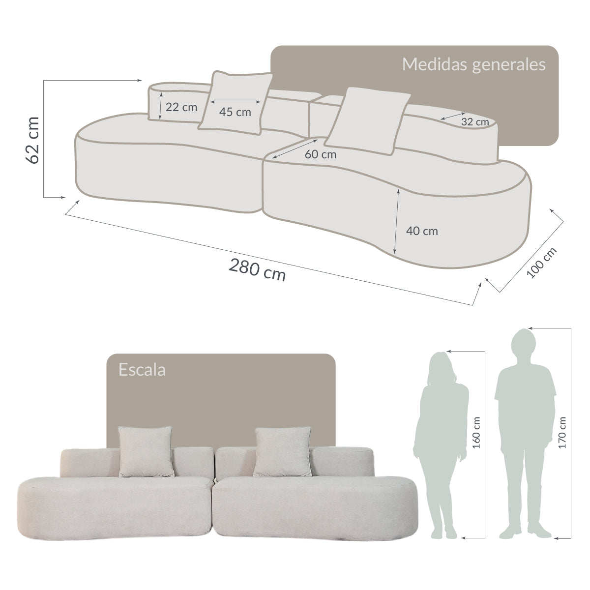 Sofá NORDIKA Beige 4 plazas
