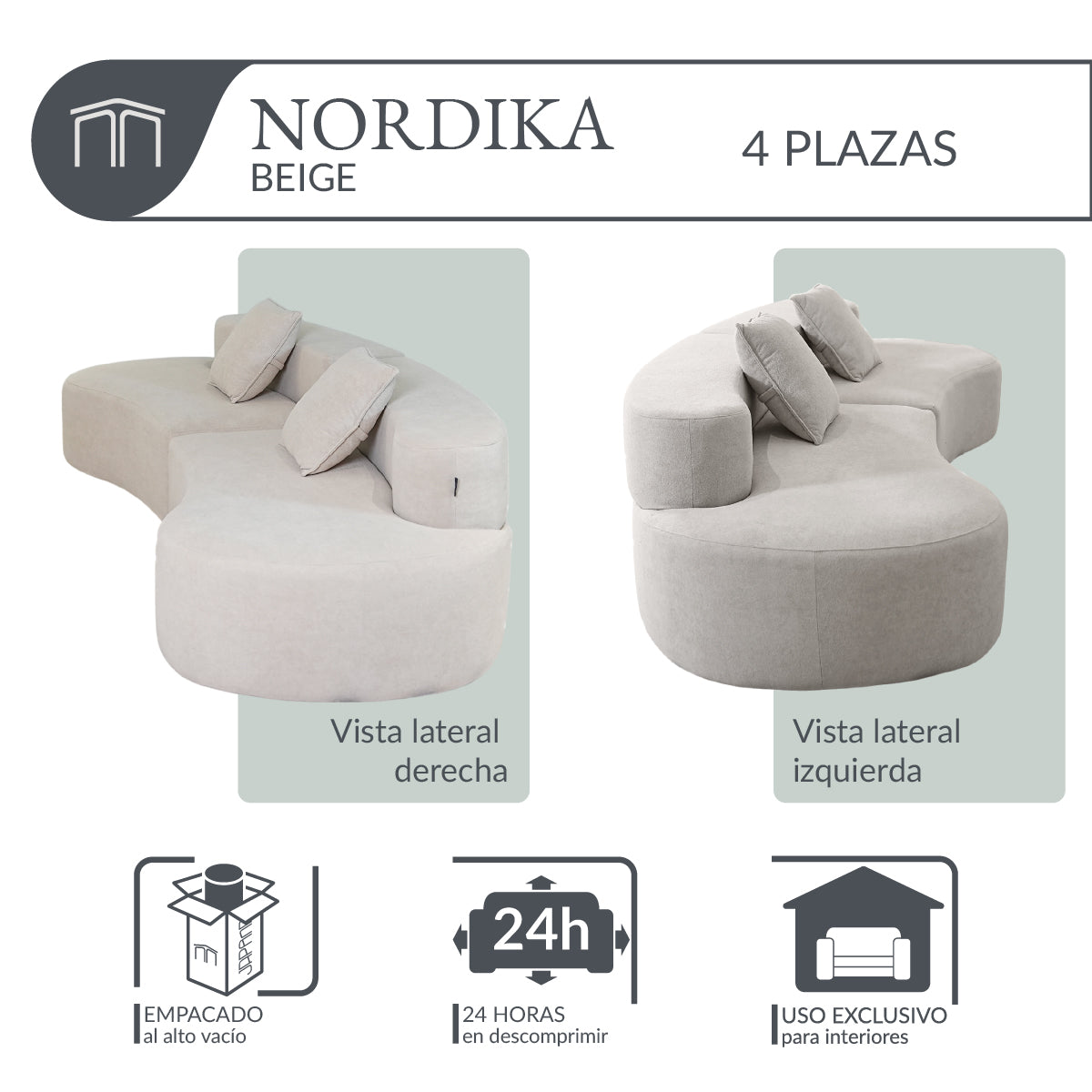 Sofá NORDIKA Beige 4 plazas
