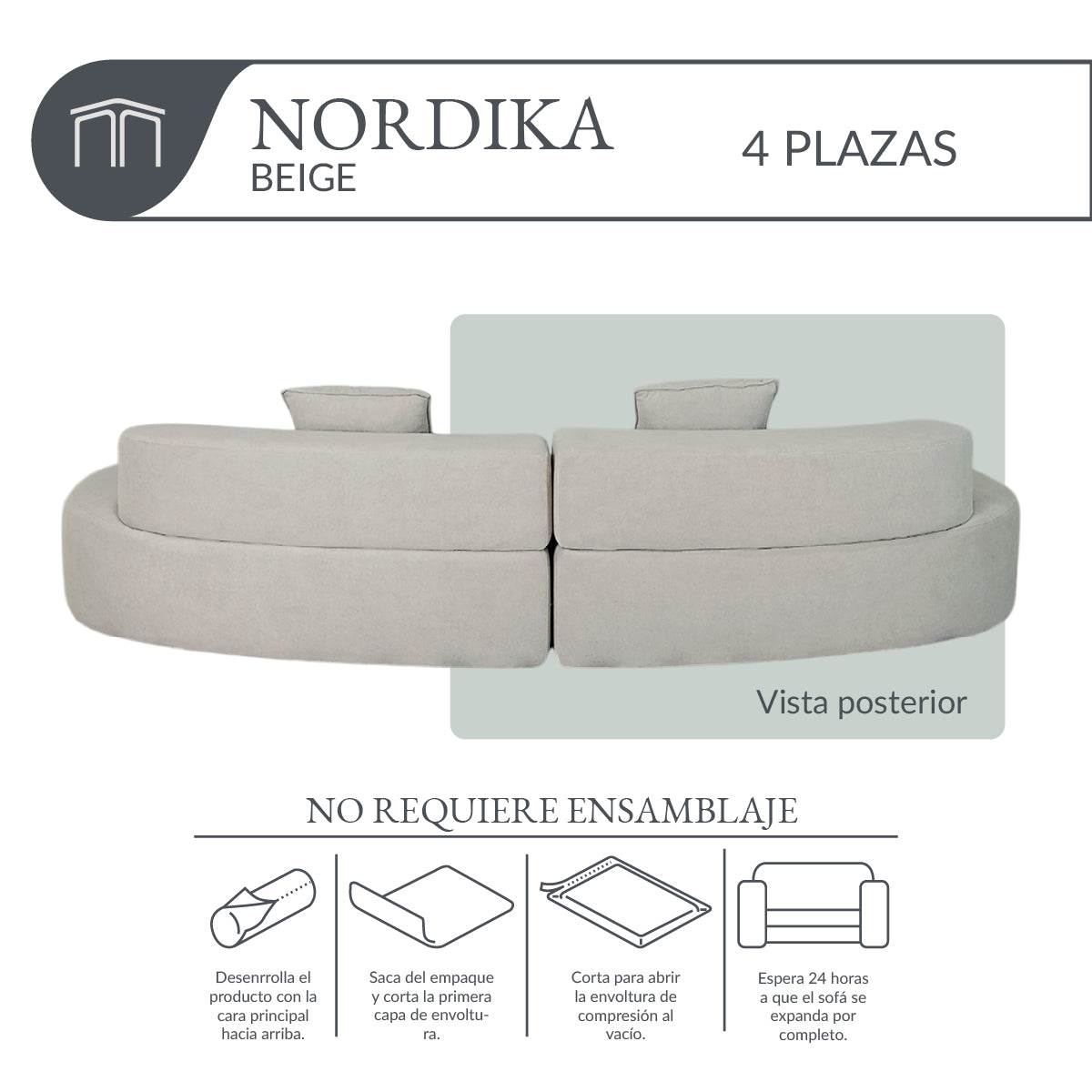 Sofá NORDIKA Beige 4 plazas