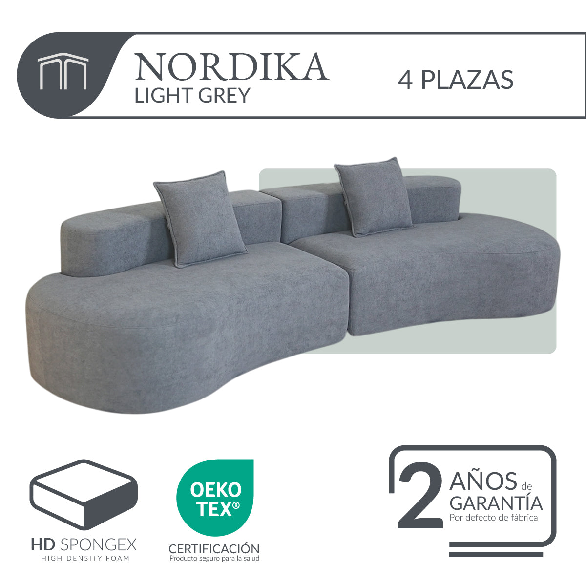 Sofá NORDIKA Light Grey 4 plazas