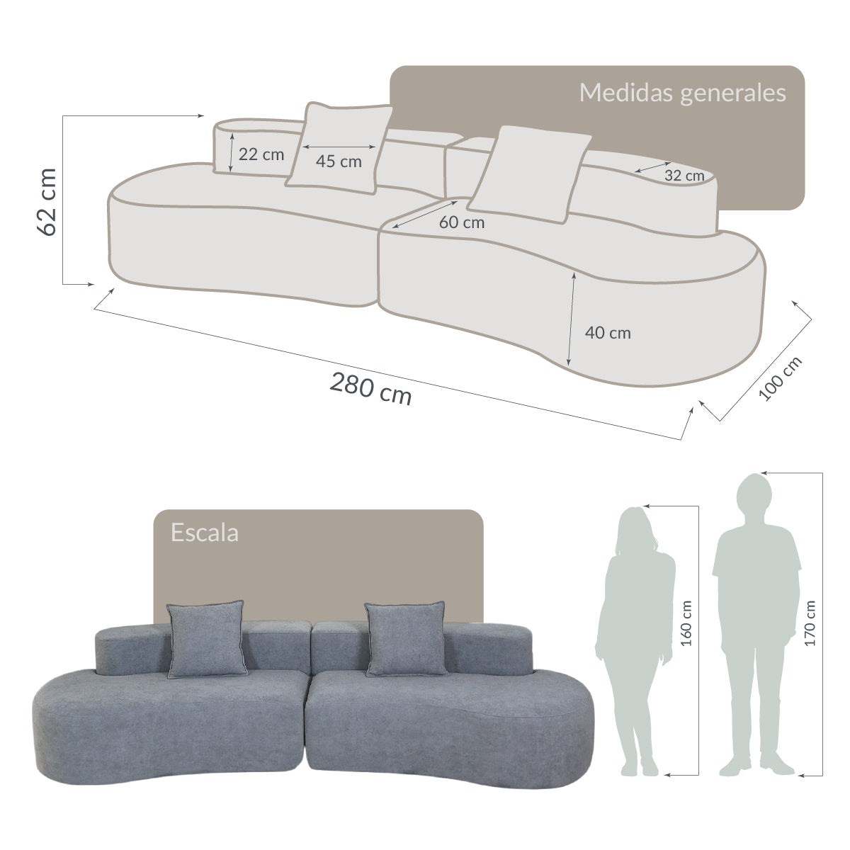 Sofá NORDIKA Light Grey 4 plazas