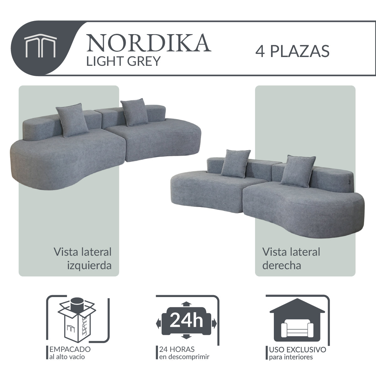Sofá NORDIKA Light Grey 4 plazas