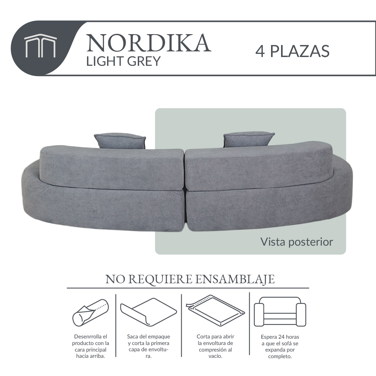 Sofá NORDIKA Light Grey 4 plazas