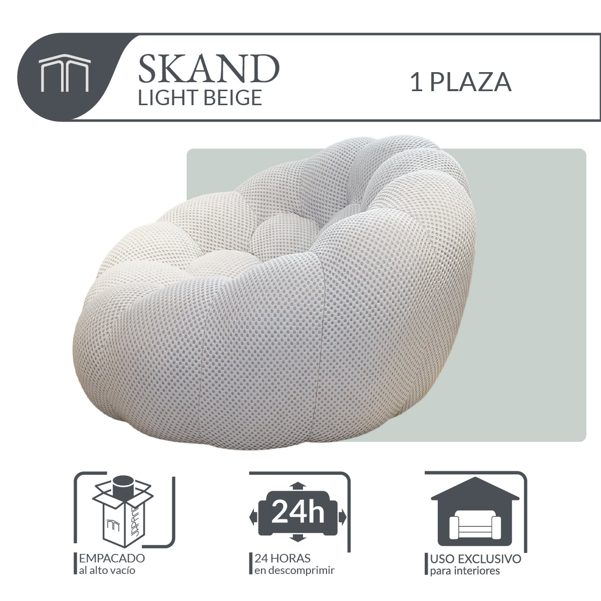 Sillón SKAND Light Beige 1 plaza