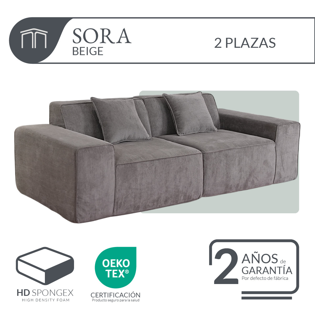 Sofá SORA Beige 2 plazas