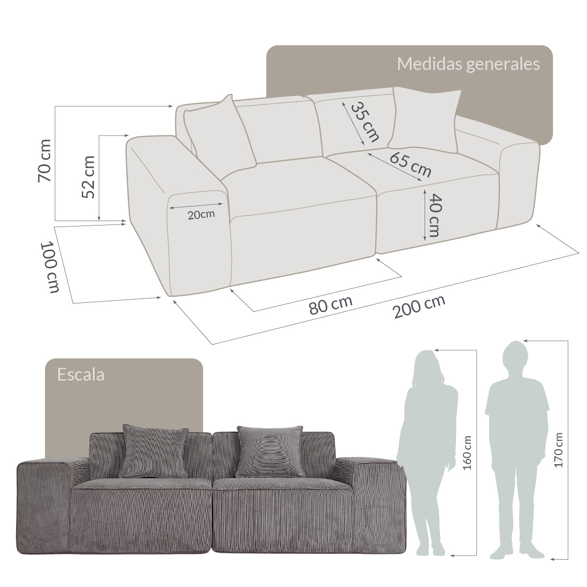 Sofá SORA Beige 2 plazas