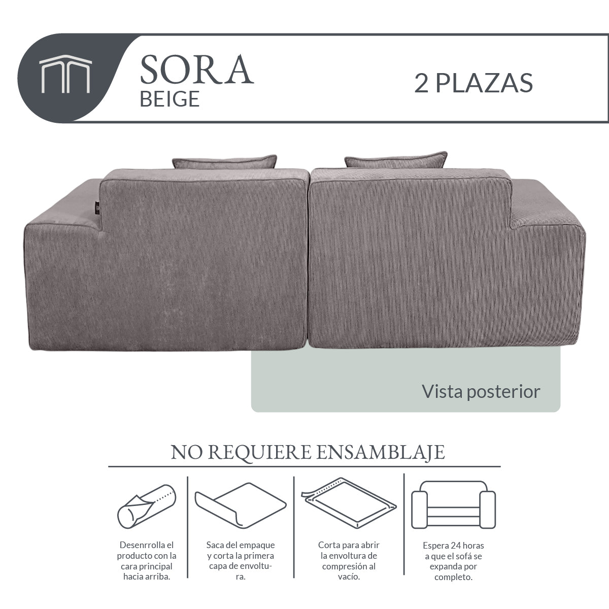 Sofá SORA Beige 2 plazas