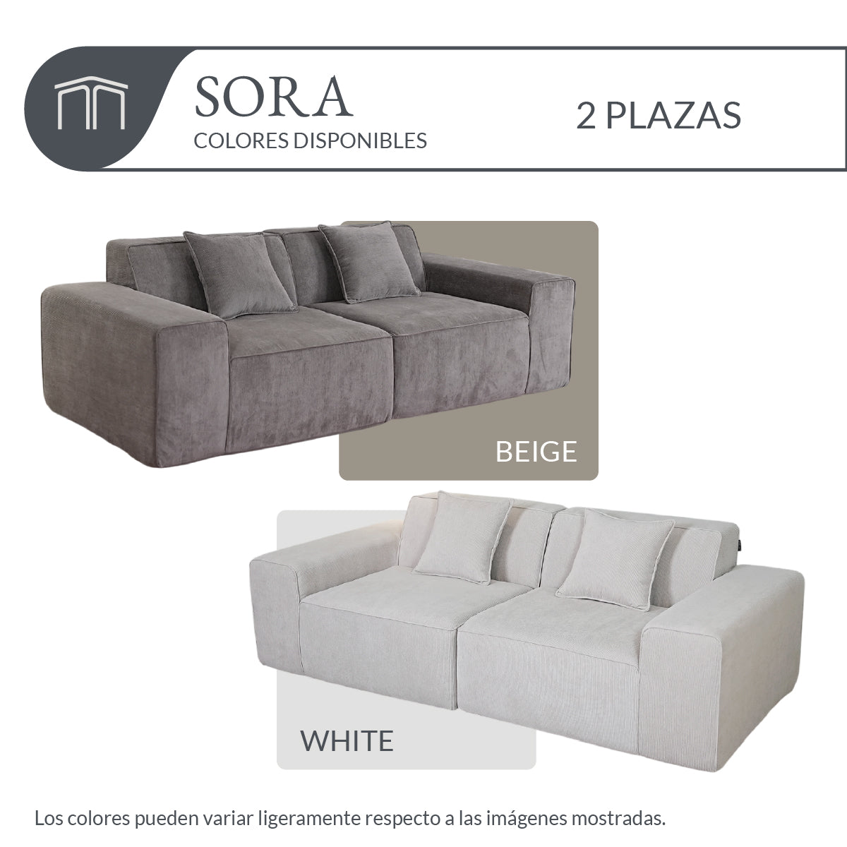 Sofá SORA Beige 2 plazas