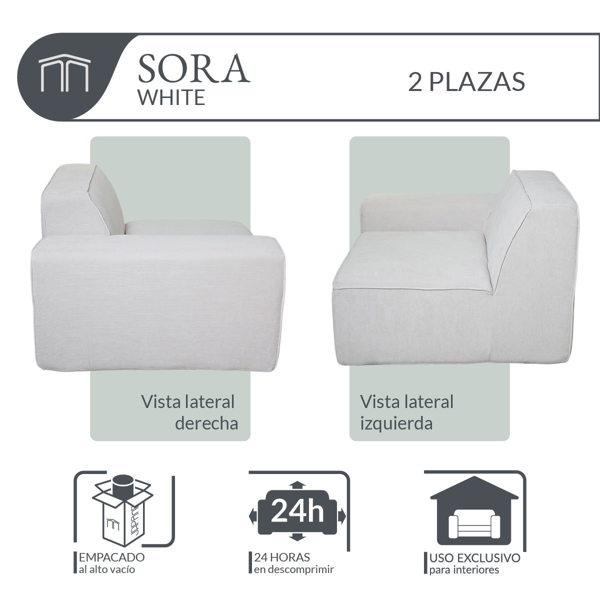 Sofá SORA White 2 plazas