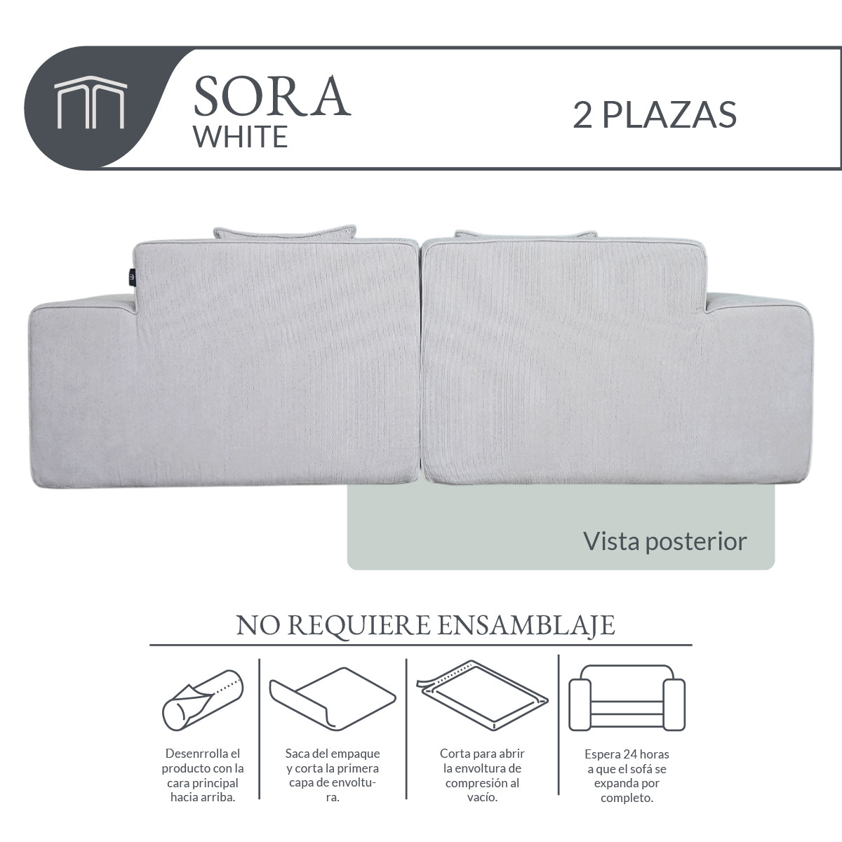 Sofá SORA White 2 plazas