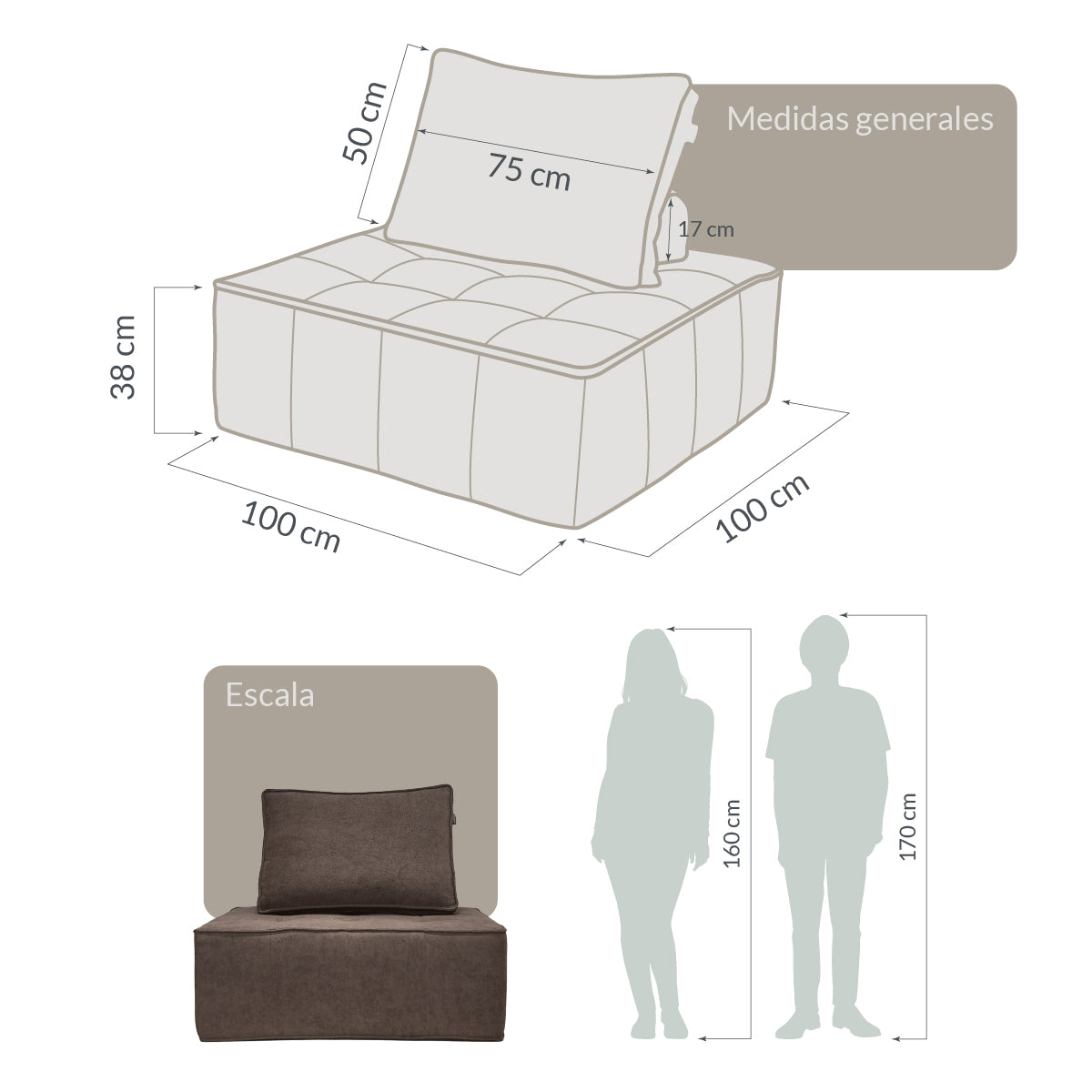 Sillón STOVA Medium Brown 1 plaza